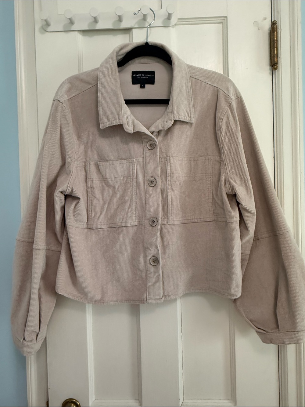 Velvet by Graham & Spencer Women's Beige Corduroy Button-Front Jacket